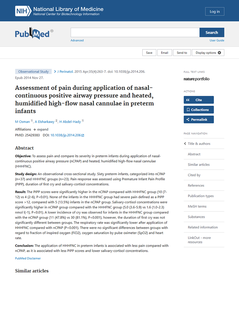 assessment_of_pain Screenshot of PubMed abstract